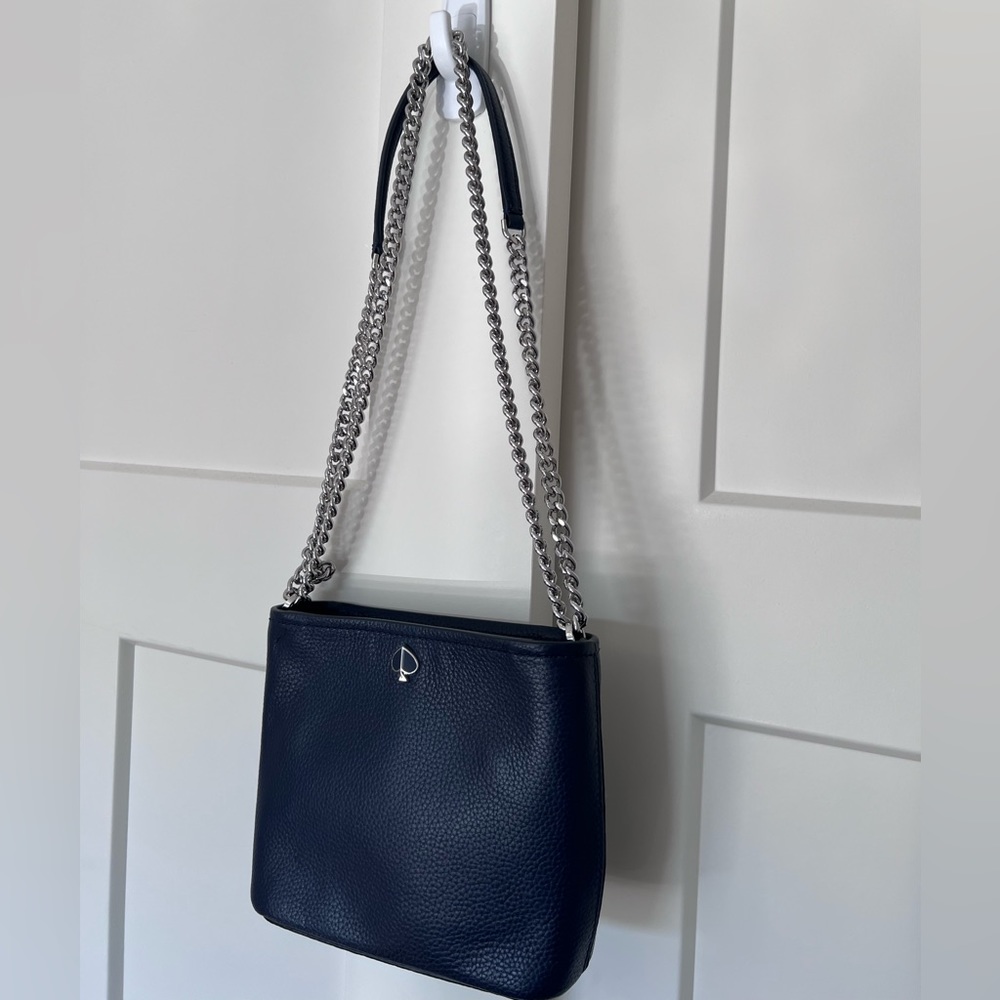 Kate Spade Polly Pebble Navy Blue crossbody chain purse bag - Picture 6 of 10